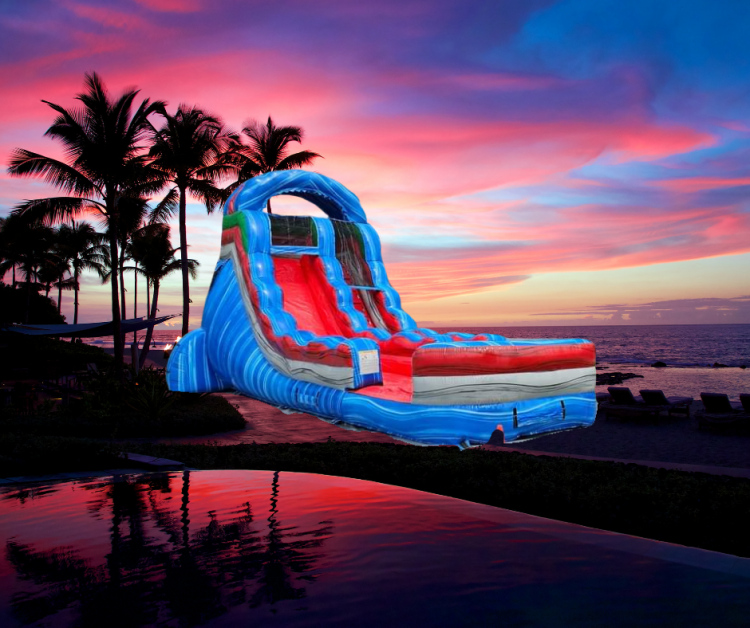 17ft Rocky Blue Marble water slide