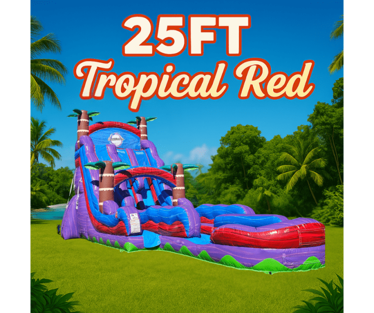 25 ft dual lane tropical Hurricane Slide (red)
